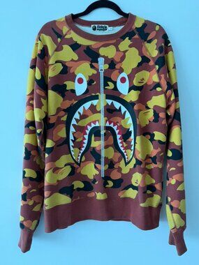 A Bathing Ape, Sweatshirt, Orange Yellow & Black, Size Large